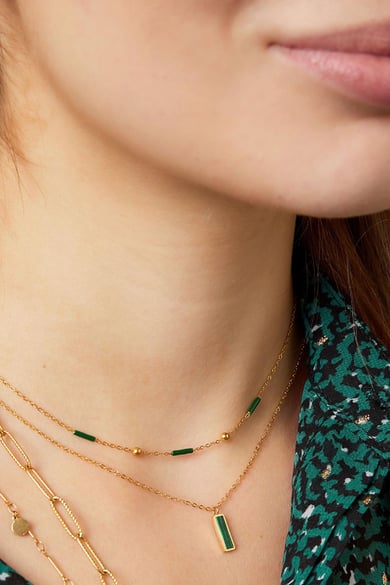Edelstalen ketting met staafjes Groen Stainless Steel h5 Afbeelding3